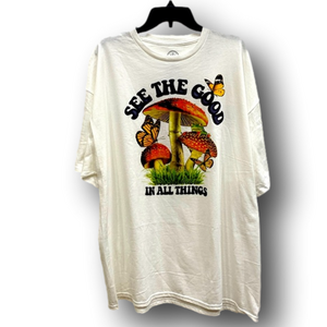 "See The Good In All Things" Mushrooms Graphic T-Shirt - Size 3XL - NWT